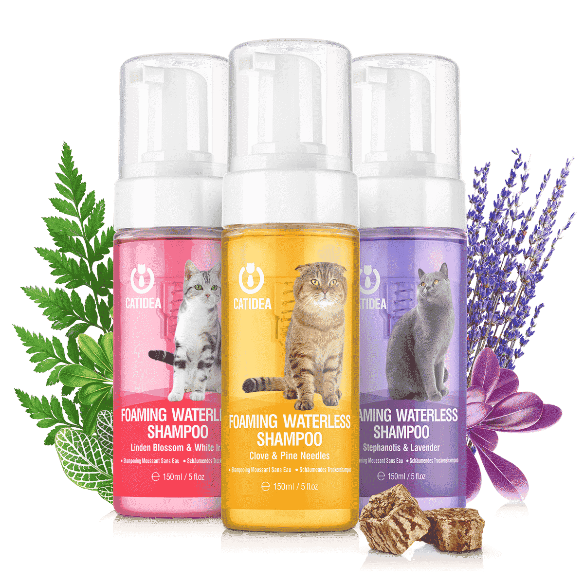 Catidea Dry Shampoo for Cats, French lemon flower and white rose