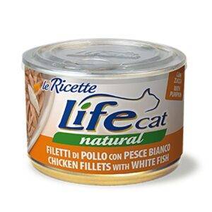 Life Cat Cans Of Chicken Fillets With White Fish And Pumpkin Wet Food For Cats, 150g
