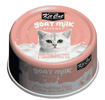 كت كات شرائح التونا البيضاء مع سمك السلمون و حليب الماعز