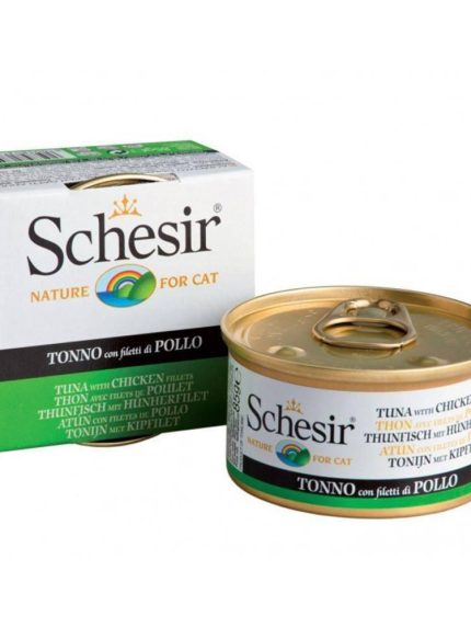 طعام رطب للقطط من شيزر – تونة وشرائح دجاج 85 جم