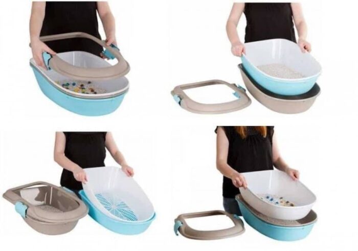 ⁦ستيفان بلاست فوربا ماكسي صندوق رمل مع فلتر للقطط بيج⁩ - الصورة ⁦2⁩