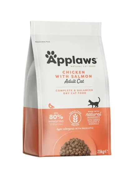 ابلاوز طعام القطط الجاف الدجاج والسلمون