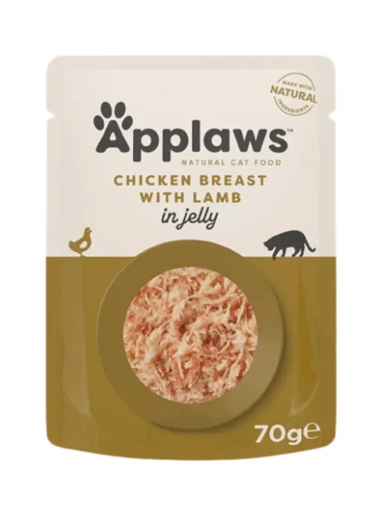 ابلاوز طعام رطب للقطط اظرف الدجاج مع لحم الخروف في الجيلي 70غ