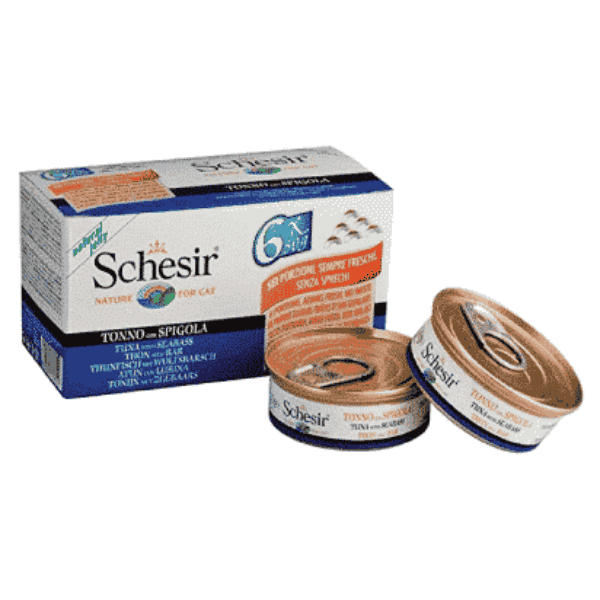 Schesir Multipack Tuna with Seabass Canned Cat Food -6×50g