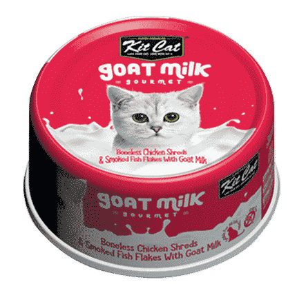 كت كات شرائح الدجاج مع السمك المدخن و حليب الماعز