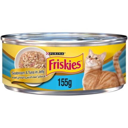 فريسكيز طعام القطط سمك الدنيس و التونة في الهلام 155 جم