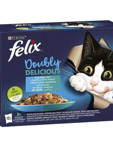 فيلكس طعام للقطط بطعم سمك بالجيلي دابلي دليشيز 85 جم 12 كيساً
