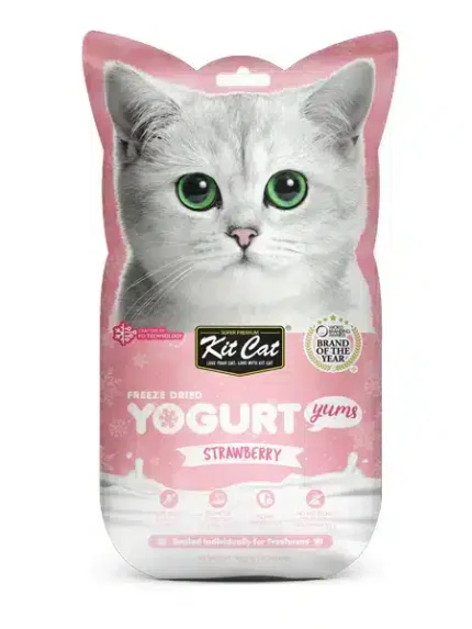 كت كات مكافأة للقطط زبادي مجمد و مجفف بطعم الفراولة 10×1 جرام