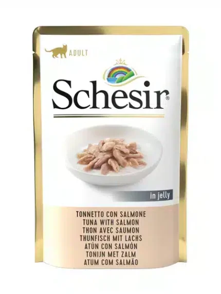 شيزر طعام رطب للقطط البالغة بنكهة التونة مع السالمون في الجيلي 85غ