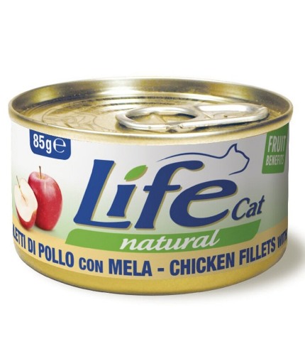 لايف كات معلبات طعام رطب للقطط بالدجاج مع التفاح