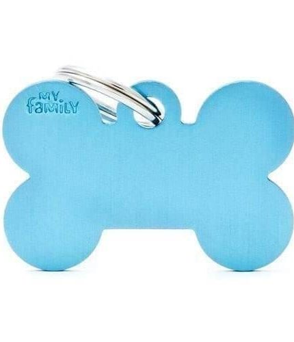 قلادة المونيوم على شكل عظمة لون ازرق صغير