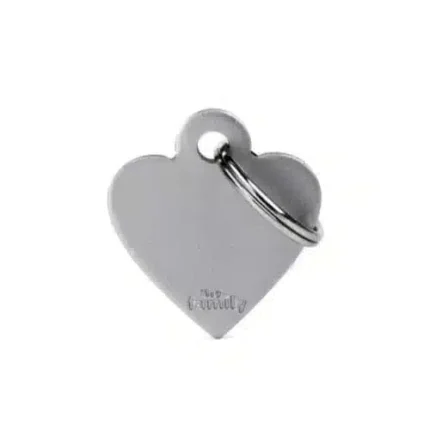 ماي فاميلي قلادة المونيوم شكل قلب لون رمادي حجم صغير.