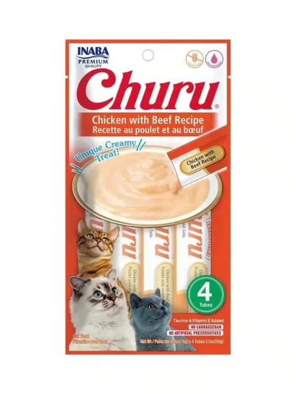 تشورو دجاج باللحم البقري مكافاة للقطط 4×14جرام