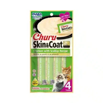 تشورو مكافئات القطط للعناية بالجلد والمعطف دجاج مع اسكالوب 4×14جرام