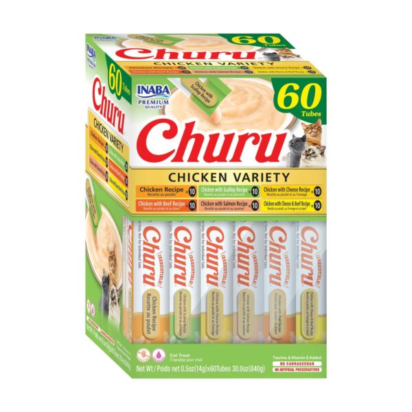 Churro Assortment of Chicken Flavors Treats for Cats, 60 x 14 gr