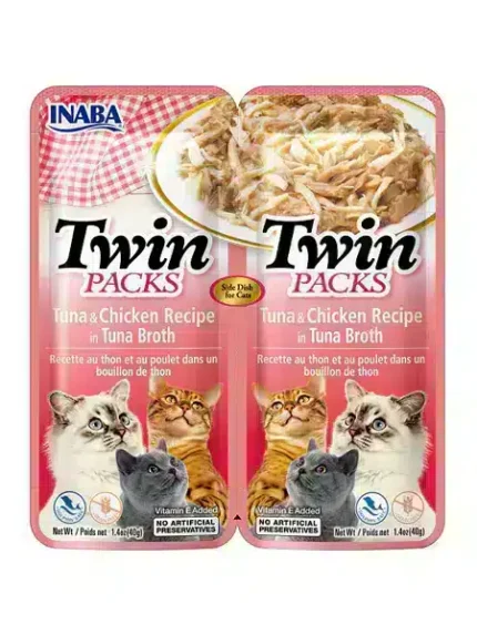اينابا تشورو توين مكافات للقطط بنكهة التونة والدجاج مع مرق التونة 2×40 جرام