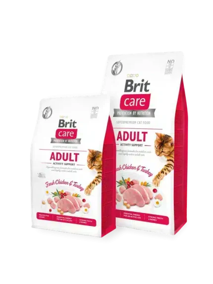 بريت طعام جاف خالي من الحبوب لدعم نشاط القطط البالغة 2 كيلو
