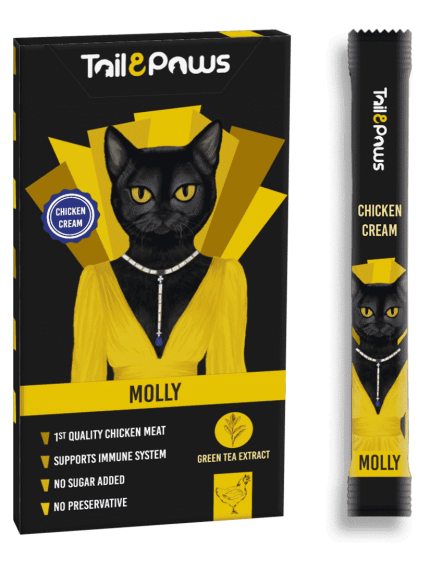 تيل أند باوز مكافأة للقطط بكريمة الدجاج مع الشاي الأخضر  لرفع المناعة ومنع تساقط الشعر 5×15 جرام