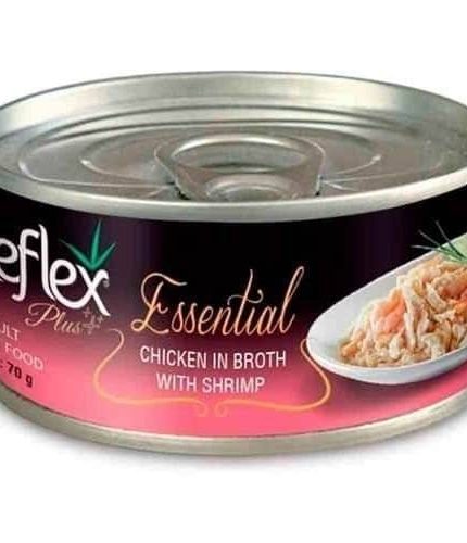 ريفليكس بلاس دجاج فى المرق مع الروبيان غذاء متكامل للقطط البالغة 70 جرام