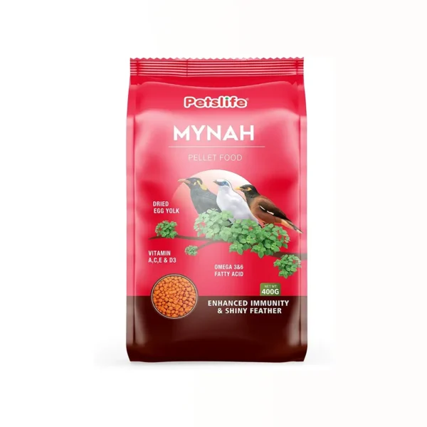 Pets life food for mynah and bulbul birds, 400 grams