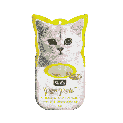 كت كات مكافأة دجاج وألياف مهروس لكرات الشعر 15غ×4 أكياس