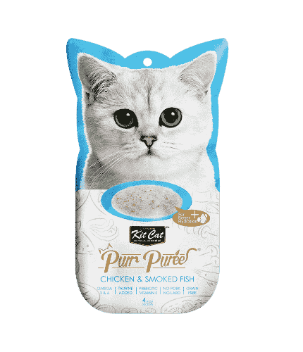 كت كات مكافأة دجاج وسمك مدخن مهروس 15غ×4 أكياس