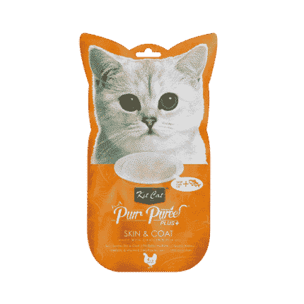 كت كات مكافأة الدجاج وزيت السمك المهروس لتجديد الفراء والجلد 4×15غ