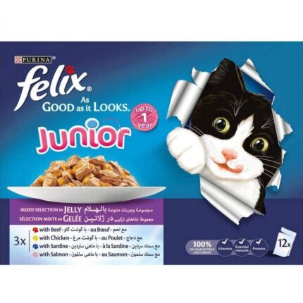 فليكس جونيور طعام رطب للقطط الكتين مكونة من 12×85 جرام