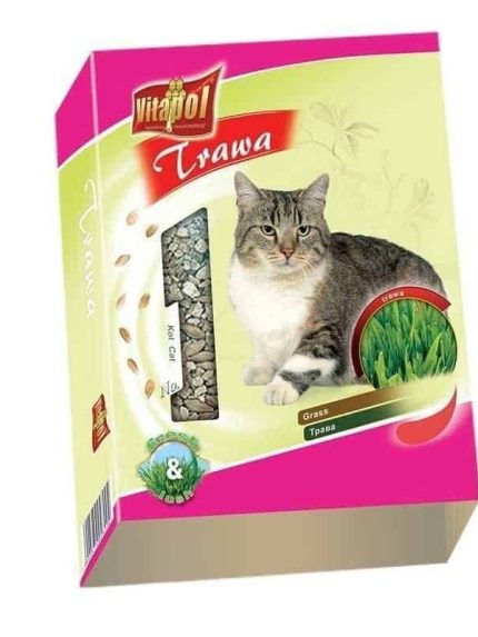 بذور العشب الطبيعي للقطط مع وعاء 100 جرام
