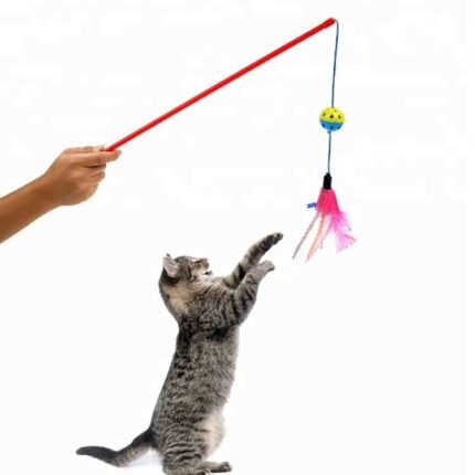 سنارة لعبة للقطط مع جرس وكورة