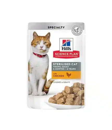 هيلز طعام رطب للقطط المعقمة بالدجاج