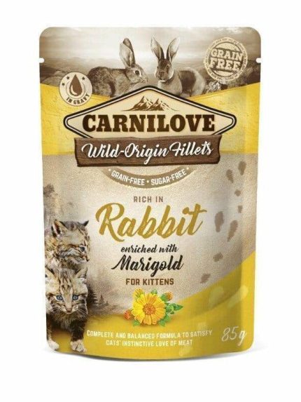 كارنيلوف أظرف طعام رطب للقطط الصغيرة بالارنب مع زهرة المخملية 85 جرام