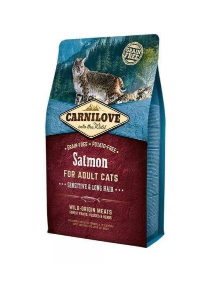 كارنيلوف طعام جاف للقطط البالغة الحساسة وطويلة الشعر بالسلمون 6 كيلو