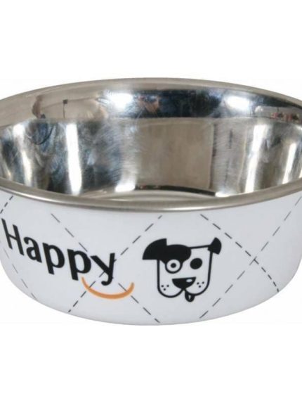 زولكس وعاء طعام للقطط والكلاب من الاستيل ابيض 17 سم