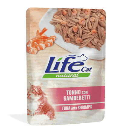 لايف كات ظروف طعام رطب للقطط بنكهة التونة والجمبري بالجيلي