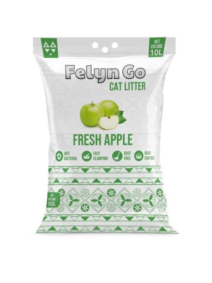 فلاين قو رمل للقطط بنتونيت عالي التكتل برائحة التفاح 10 لتر