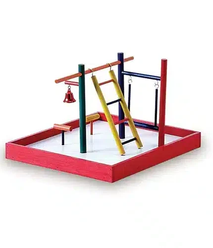 بريفيو بيت العاب مع سلم وجرس للببغاء مناسبة للطيور ذات السلالات الصغيرة