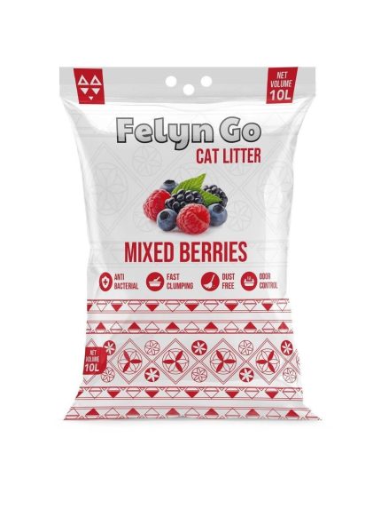 فلاين قو رمل للقطط بنتونيت عالي التكتل للقطط برائحة التوت والفراوله 10 لتر