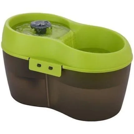 كات اتش نافورة ماء كهربائية للقطط مع منتج العناية بالاسنان حجم 2 لتر لون اخضر