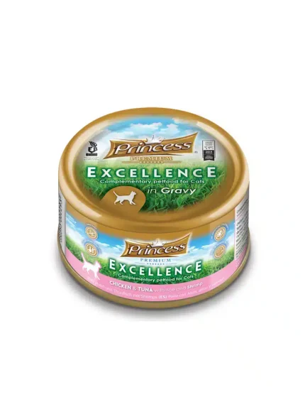 برينسيس طعام رطب للقطط بالدجاج والتونة مع الارز والسالمون في المرق 70 جرام