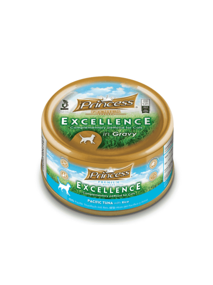 برينسيس طعام رطب للقطط بنكهة سمك تونة المحيط الهادئ مع الارز في المرق 70 جرام