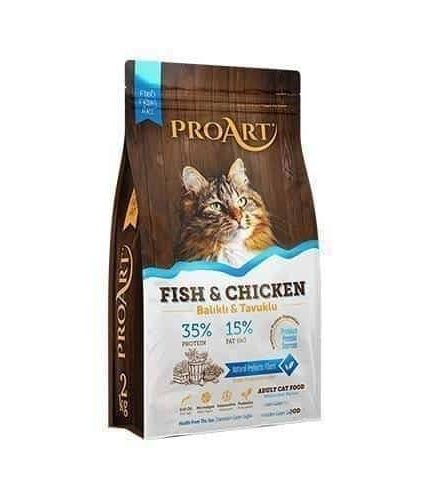 برو آرت طعام جاف للقطط البالغة بطعم الدجاج والسمك 15 كج