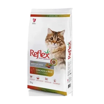 ريفليكس طعام جاف للقطط البالغة متعدد الالوان بطعم الدجاج مع الارز 15كج