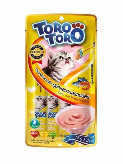 تورو مكافأة كريمي للقطط بالتونا و الماكولات البحرية 15×5جرام