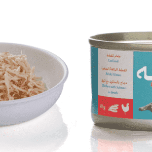 LOQMA Wet food for cats with chicken and salmon flavor in broth, 85 grams