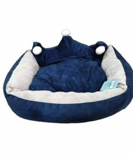 سرير للقطط والحيوانات الاليفة من القطيفة الناعمة مع فرشة بالون الازرق