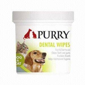 Purry Dental Wipes With Peppermint Oil For Dogs And Cats - 100pcs‏