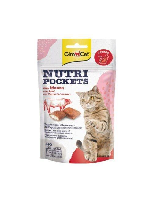 GimCat Nutripockets Treats for Cats with Beef 60g