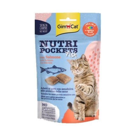 Gimcat Nutripockets Treats for Cats, Fish & Salmon 60g