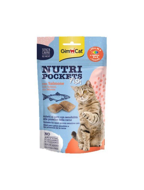 Gimcat Nutripockets Treats for Cats, Fish & Salmon 60g